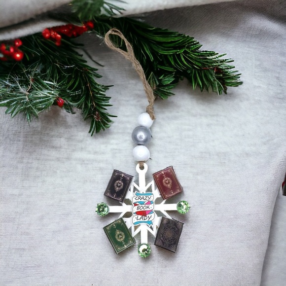 Crazy Book Lady Christmas Ornament: A Whimsical Tribute to Book Lovers! Handmade - Picture 12 of 16